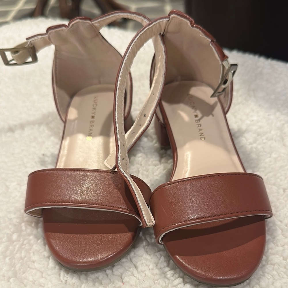 Lucky Brand Brown Leather Sandals with Ankle Strap - Picture 10 of 10